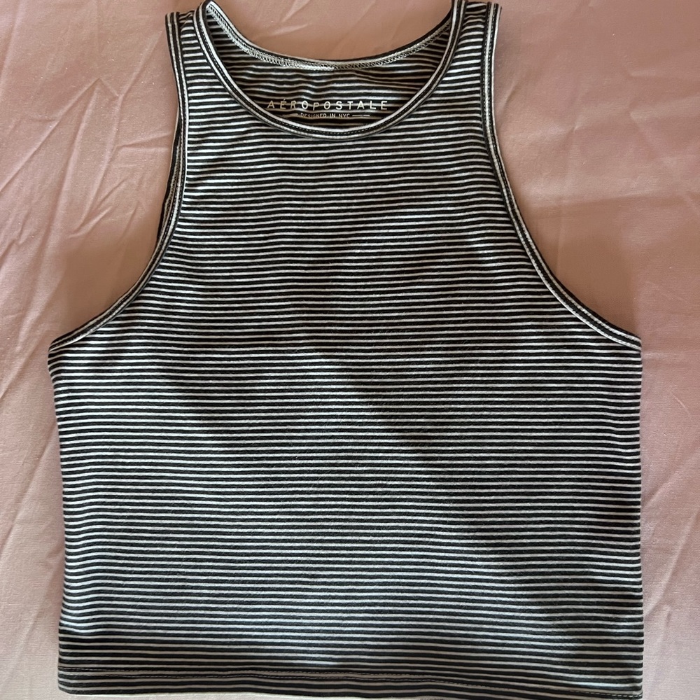 Black & White Striped Basic Tank Top S
